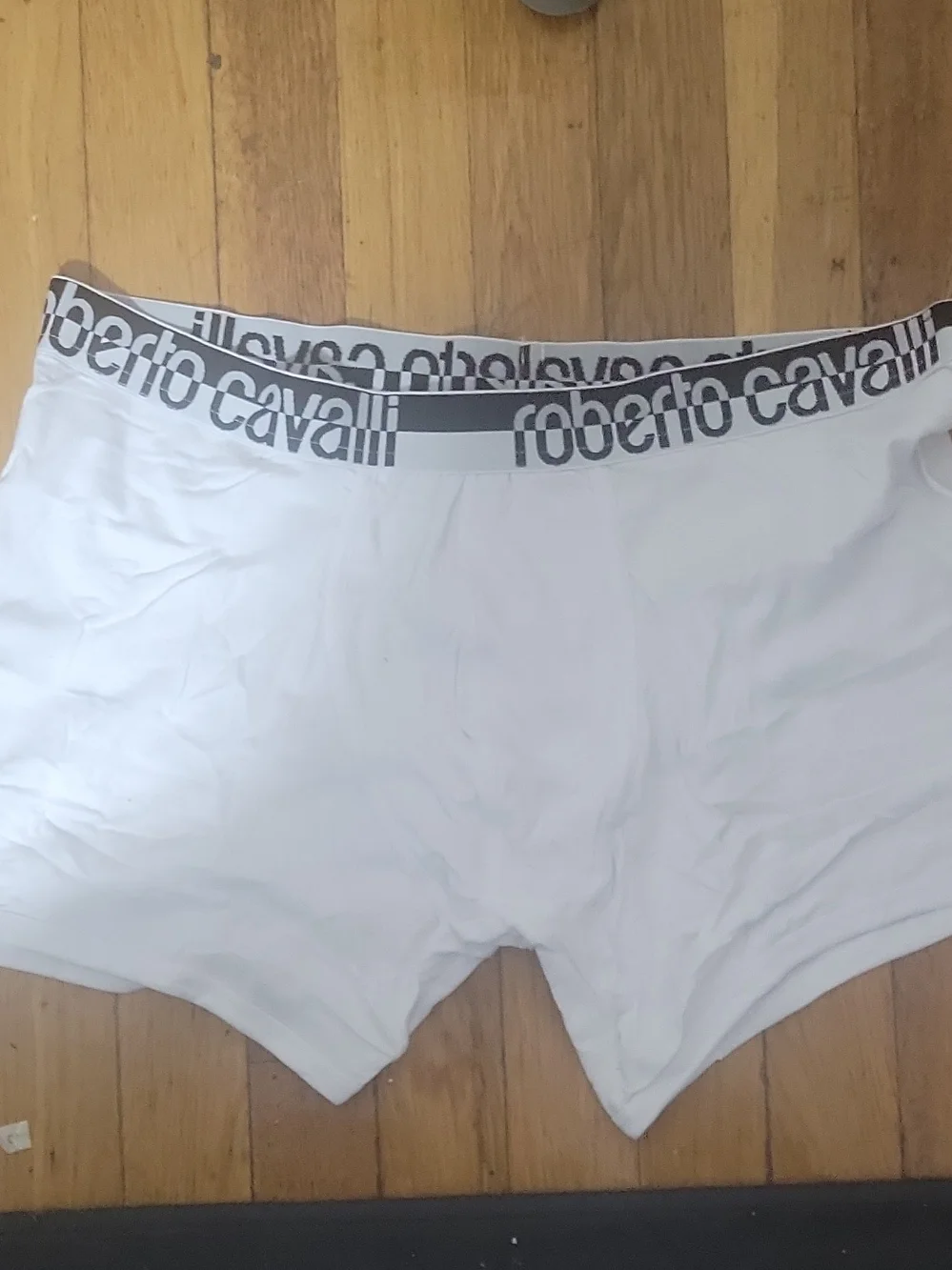 Roberto Cavalli White Boxer Briefs with Gray Branded Waistband